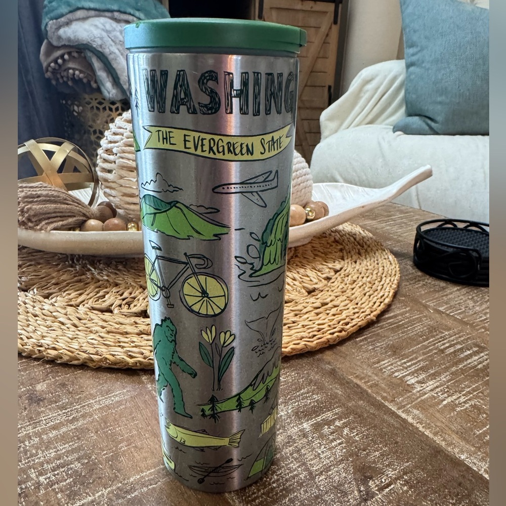Starbucks Washington State - Silver and Green Travel Mug